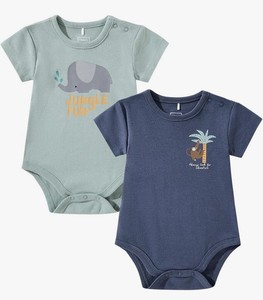 TRND O&X Baby Boy 2-Pack Soft Rib Cotton Bodysuits for Newborn 6-12 Months