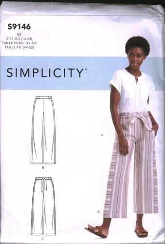 9146 UNCUT Simplicity Sewing Pattern Misses Loose Fitting Pull on Pants OOP Sew