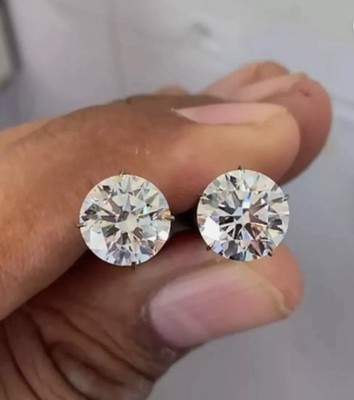 Pair of 2 Ct Lab Grown CVD Diamond D Color Round Cut VVS1 Clarity Certified