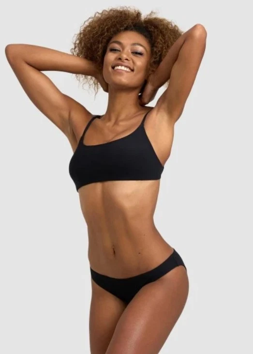 Arena Damen Badeanzug Solid Bikini Bandeau Tie Back, Schwarz, DE36 UK/USA32