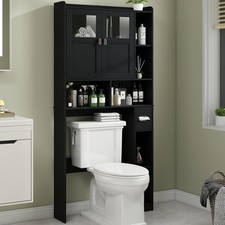 Over The Toilet Storage Cabinet, Bathroom Shelf Over Toilet with Glass Doors and