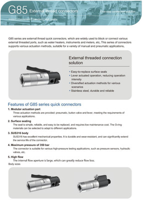 Leak Test External Thread Connectors   Modular Actuation, Metric/BSPP/NPT/UNF/S