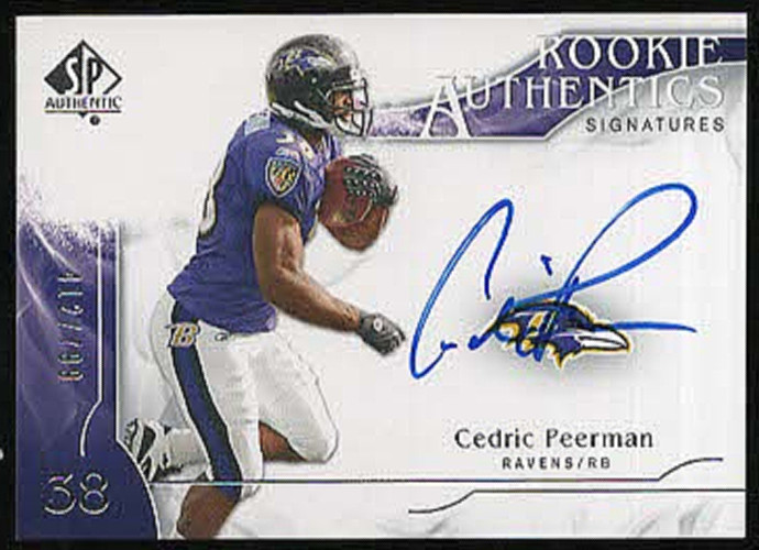 2009 UD SP Authentic CEDRIC PEERMAN ROOKIE AUTHENTICS Autograph Rookie #412/799