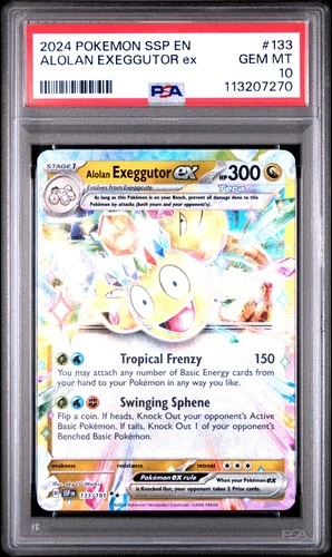 2024 POKEMON SSP EN-SURGING SPARKS #133 ALOLAN EXEGGUTOR EX PSA 10