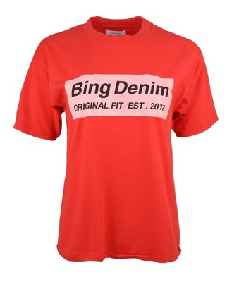 Anine Bing T-Shirt Damen Gr. XS Original Bing Denim Vintage Wash Rot Top Selten