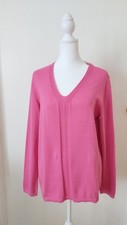 New TALBOTS Sz L Soft Cotton Textured V-Neck Sweater Pullover Pretty Pink