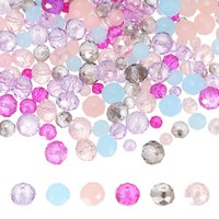 450Pcs Facettierte Rondelle Glasperlen FüR Czech Spacers, Rosa-Rot Mix