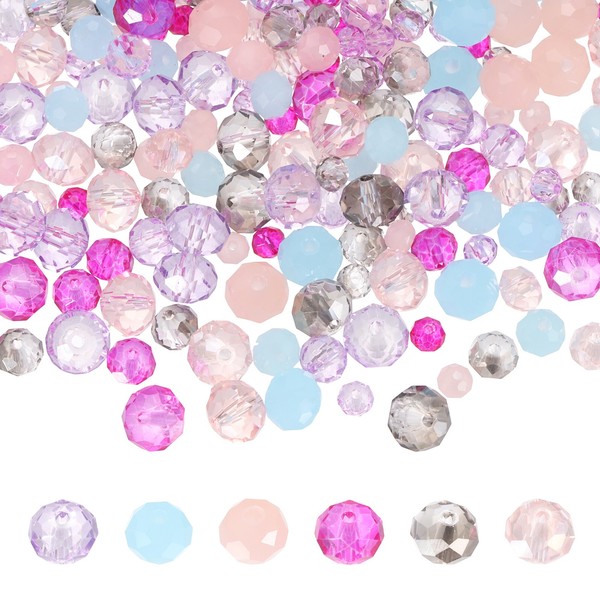 450Pcs Facettierte Rondelle Glasperlen FüR Czech Spacers, Rosa-Rot Mix-image