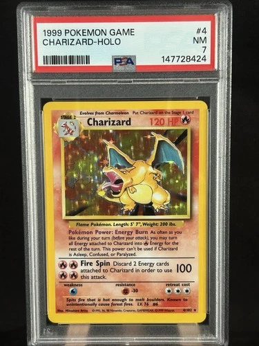 1999 Pokémon TCG Charizard Base Set Holo 4/102 PSA 7