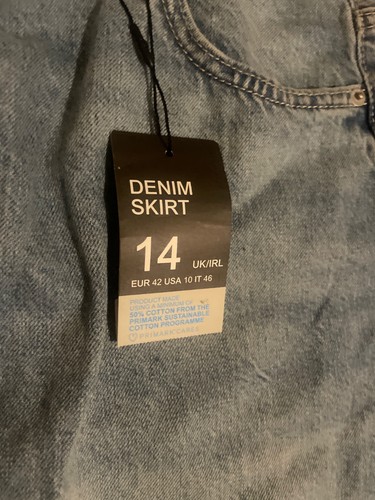 Primark Denim Skirt | Size 14 | Light Stonewash Blue Below Knee Length Skirt - Picture 4 of 4