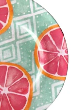 Grapefruit Melamine Set of 4 Plates 8.5" Dessert App Fruit Lunch Summer Beach