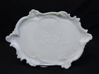 Antique DITHRIDGE Opaline Milk Glass Embossed Floral Trinket Dresser Vanity Tray