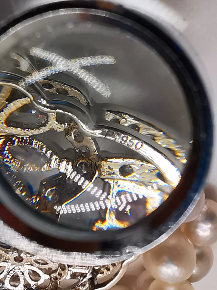 Genuino 7mm Perlas de Mar Collar Cuentas Amarillo Cultivado Diamante Esmeralda 950Platino Foto 3 de 4