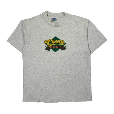 Cheers Last Call Hanes Grafik T-Shirt - XL Grau Baumwolle