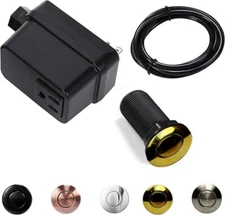 2.5" Long Cordless Single Outlet On/Off Gold Air Switch Garbage Disposal Push Bu