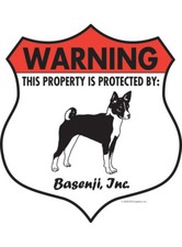 Warning Basenji Property Protected - Beware Dog Aluminum Dog Sign - 7" x 8"
