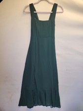 Show Me Your Mumu Claire Midi Dress XXS Square Neck High Slit Smocked Green 2776