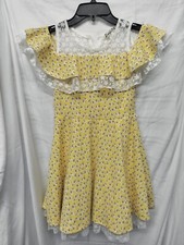 Girls Dress, Knit Works, Size 8, Yellow  Floral, Lace, White