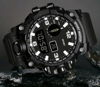 Digital Multifunktions MäNner Armband Uhr Schwarz Chronograph Datum Alarm Licht