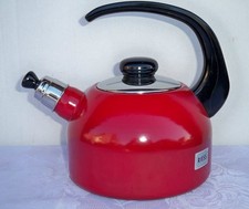 Flötenkessel Wasserkocher Teekessel Floetenkessel Riess Email Kocher Topf 2l rot