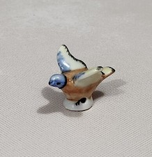 Vintage Colorful Bird Half Doll Pin Cushion or Drip Catcher Figurine