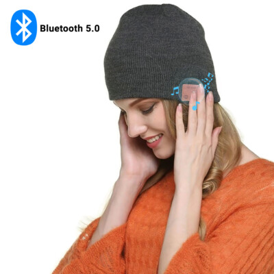 HaetFire Bonnet Tricoté Sans Fil Bluetooth Unisexe Pour Homme Et Femme Avec Casque Stéréo, Haut-Parleur, Micro Mains Libres Pour La Course à Pied, Le Ski, Le Patinage, La Randonnée
