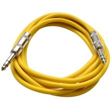10 Foot Yellow TRS to TRS Patch Cable PA/DJ Cord 1/4 Inch TRS