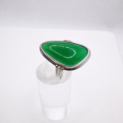 Elegant Art Nouveau beautiful jade ladies' ring gemstone 830 silver