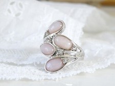 Vintage Sterling Silver 925 Natural Peruvian Pink Opal Topaz Size 7