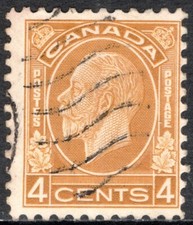 Canada Stamp Scott #198, 4c, King George V, Ocher, Used, SCV$7.00 (B)