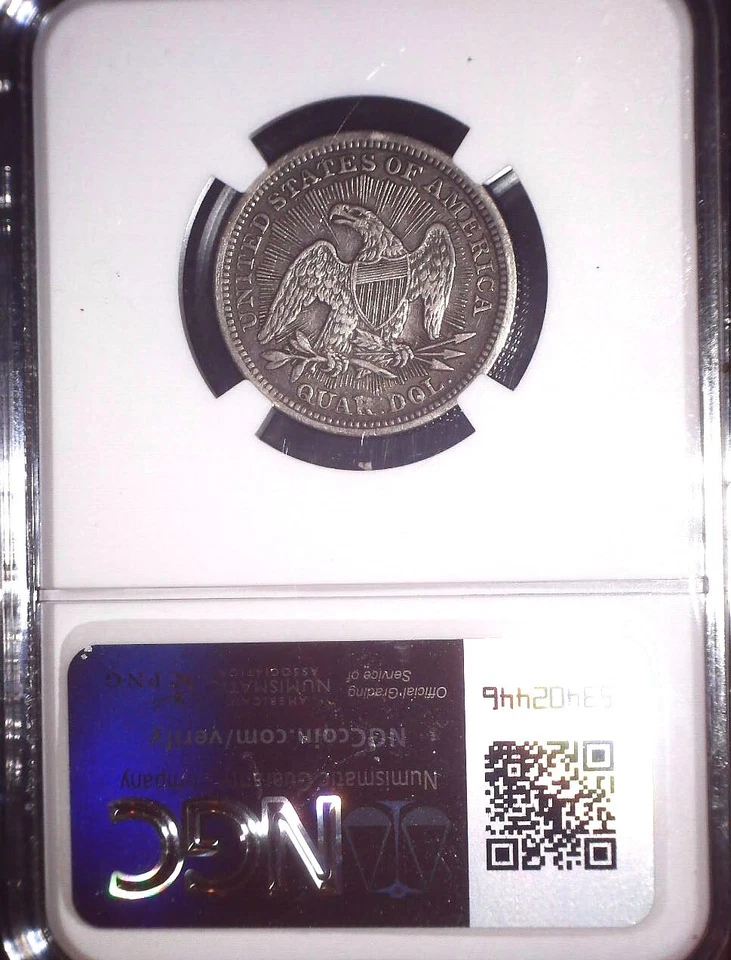 1853 Seated Liberty Quarter, NGC EXTRA FINE, Arrows and Rays - Image 2 of 2