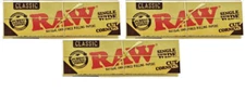 3x Raw Single Wide Cut Corners Classic Rolling Papers 50 LVS/PK USA SHIPPED