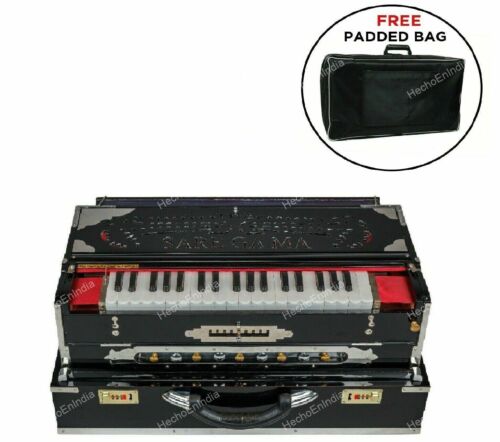 Exclusive Concert Quality Portable 9 Scale Changer Indian Teak Harmonium With Ba - Afbeelding 1 van 14