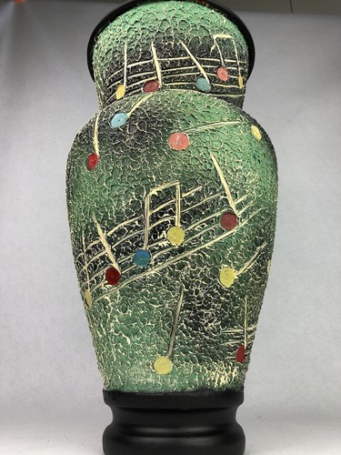 🟨 Vintage Hand Decoreted Vase 50s 60s Portaombrelli Vaso Alluminio Note Musica - Foto 19 di 22