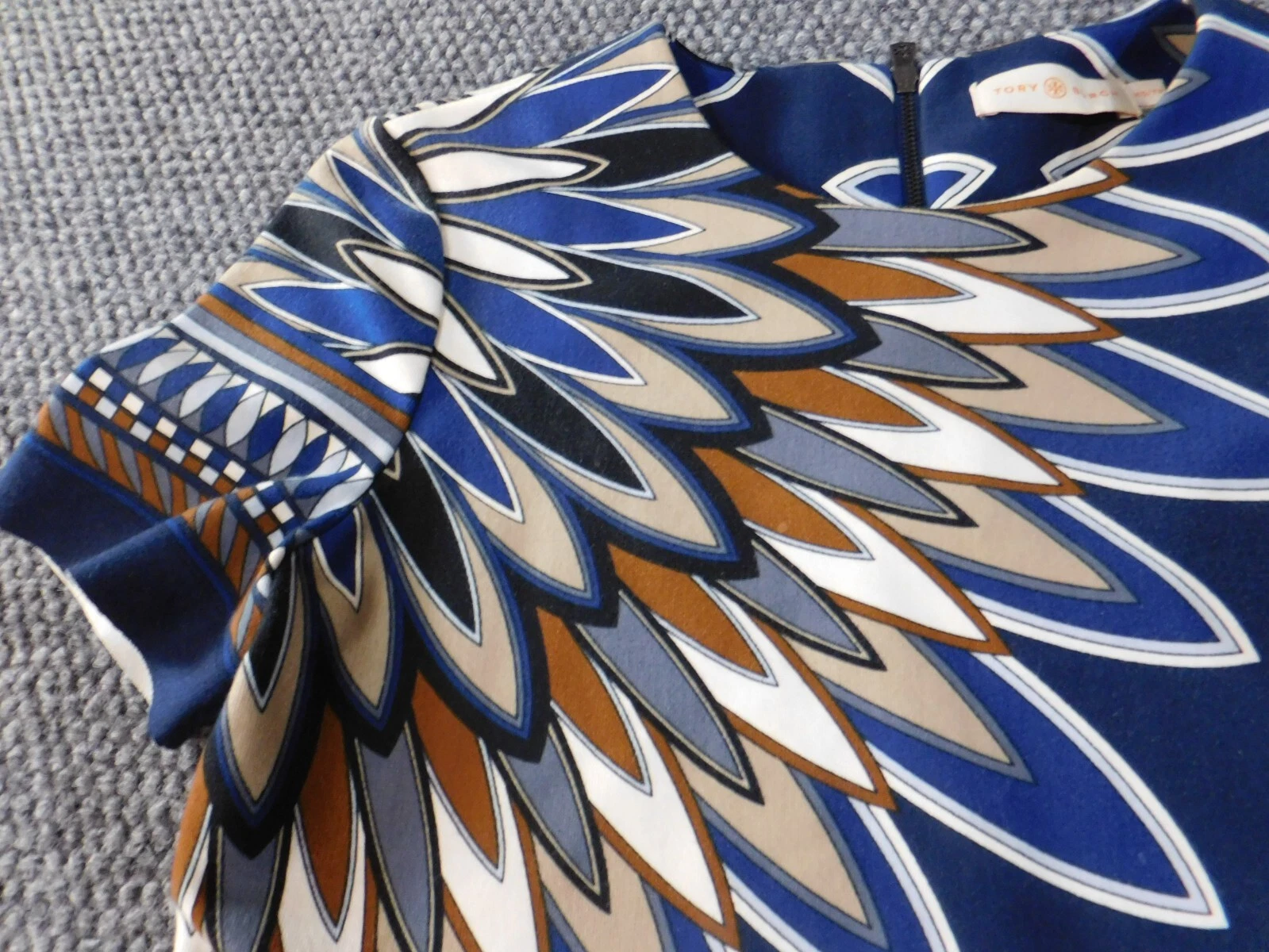 tory burch abito xs extra small blu floreale donna cerniera geometrica