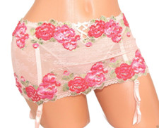 Victoria's Secret Garter Panties Dream Angels thong Mesh roses Floral holiday S