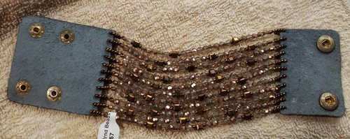 BRACCIALE AVVOLGENTE IN PELLE NAKAMOL NUOVO CON ETICHETTE E PERLINE A 11 FILI, RAME BRONZO E ORO, $36 - Foto 9 di 11