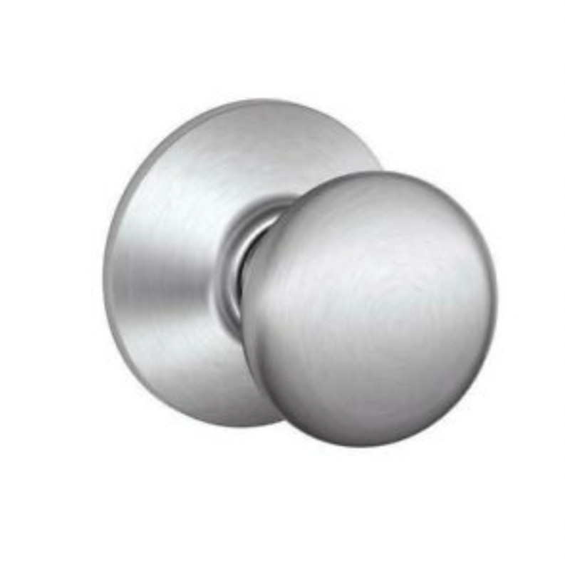 NEW Schlage Plymouth F10PLY626 Satin Chrome Polyurethane Passage Latch Door Knob