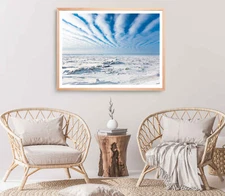 Snow With Aeria Print, Cloudy Wall Art,Sky Framed Nature Wall Art, Natural