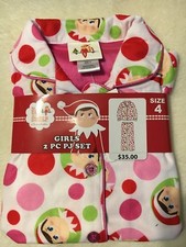 NWT GIRLS ELF ON A SHELF 2-PC FLEECE PAJAMAS SET SIZE 4 MSRP 35