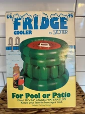 VINTAGE 80’s Inflatable Pool Cooler “FRIDGE” Soda Beer Beach 18”x 24” Watermelon