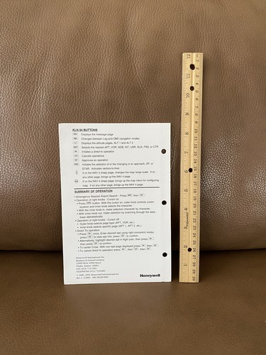 Vintage Honeywell KLN 94 GPS Quick Reference Guide For Pilots ~ 2001 - Picture 2 of 4