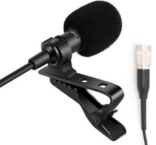 Black Lavalier Microphone For Audio Technica Wireless System With Hirose 4 Pin
