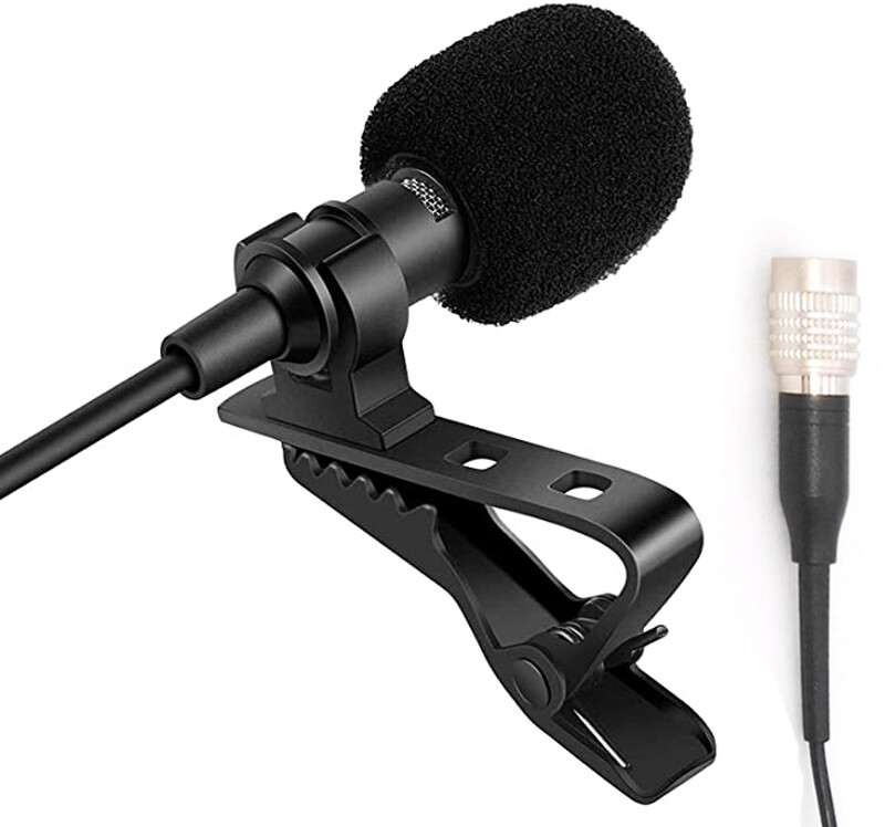 Black Lavalier Microphone For Audio Technica Wireless System With Hirose 4 Pin