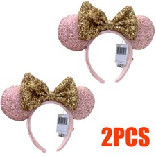 2X Disney*Parks Princess Minnie Mouse Ears Pink & Gold Headband
