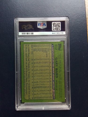 1982 Topps Pure True Blackless #612 Gary Ward Psa 8 B Sheet LOW Pop 1 2 Higher - Picture 4 of 4