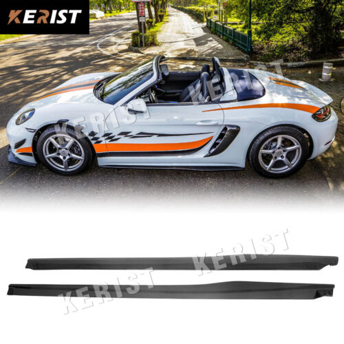 Fit For Porsche 718 Boxster Cayman 2016-up Real Carbon Fiber Side Skirts  - Picture 1 of 12
