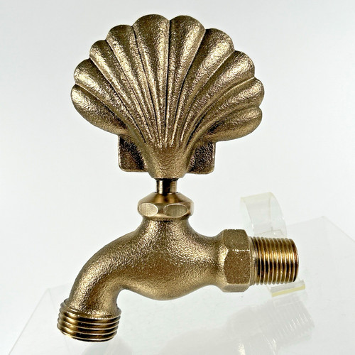 Vintage Lillian Vernon Solid Brass Scallop Sea Shell Faucet Water Spigot,