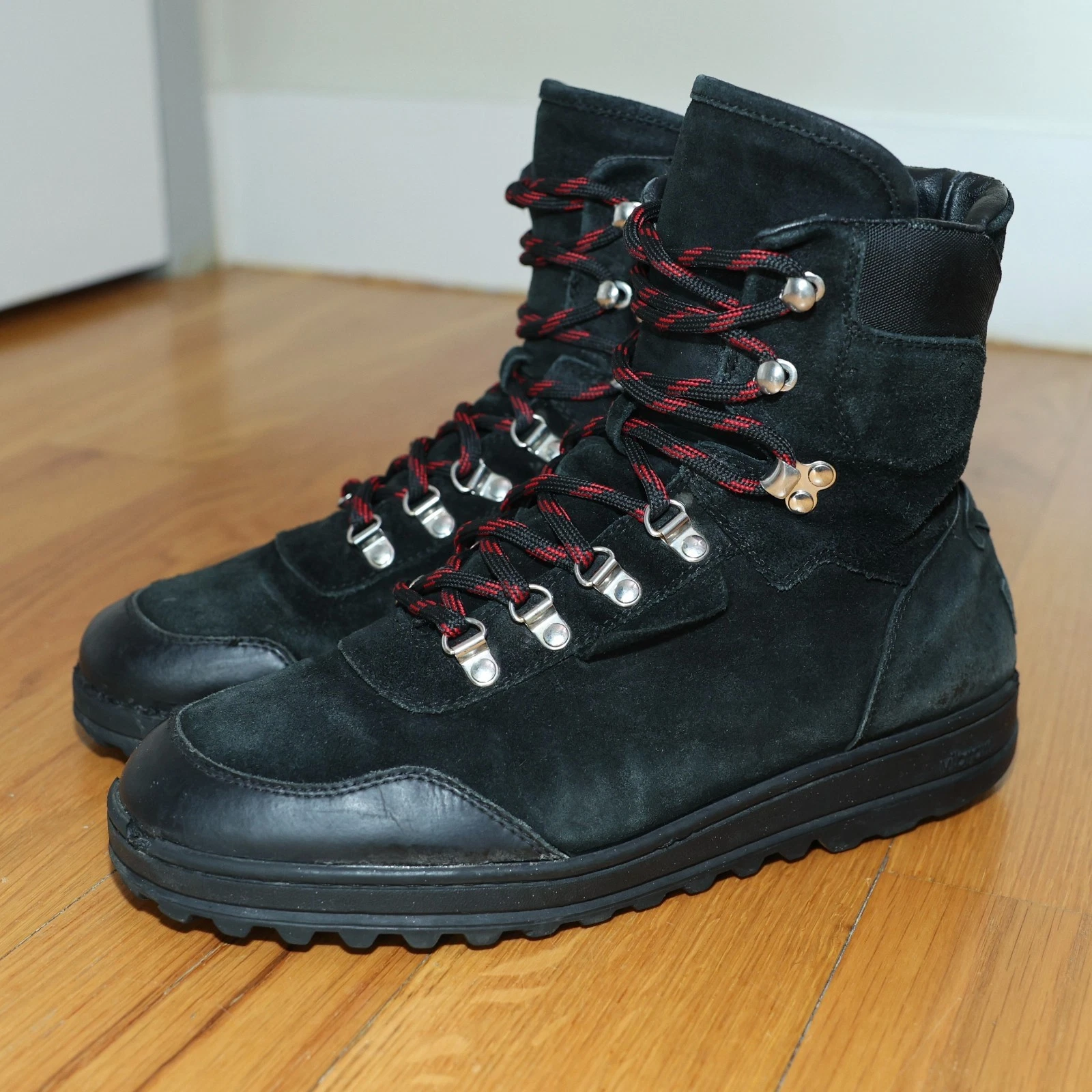 OFF-WHITE - Black Suede Leather Lace-Up Hiking Boots ITALY - Men's Size 42 🔥