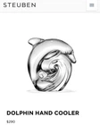 New in box STEUBEN Glass #5542 DOLPHIN RIDING WAVE Hand Cooler, Figurine, 2 5/8"